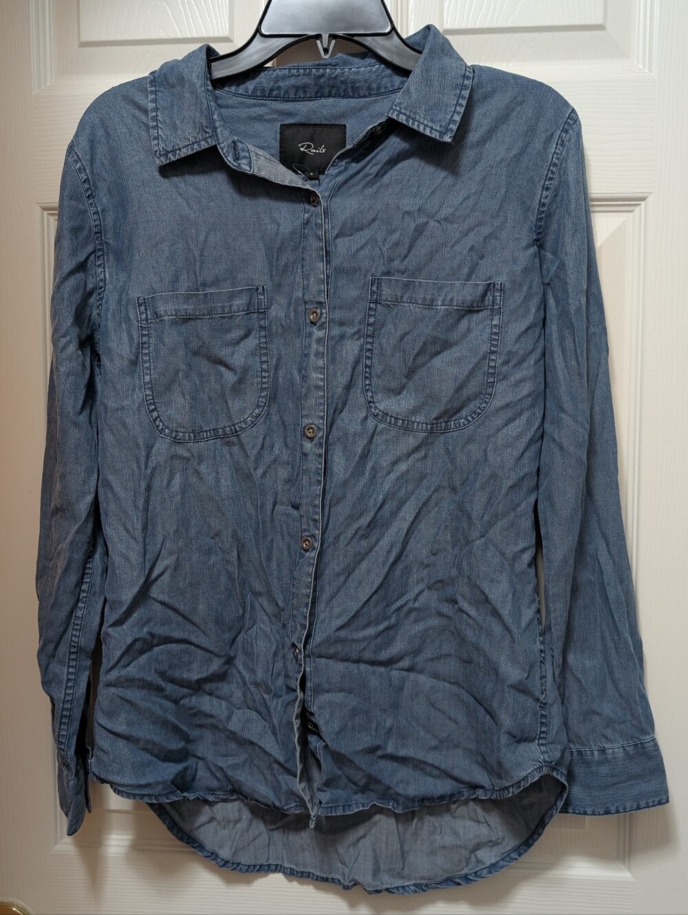 NWT Rails Carter Button Down Shirt Size Small S Dark Vintage Wash Blue